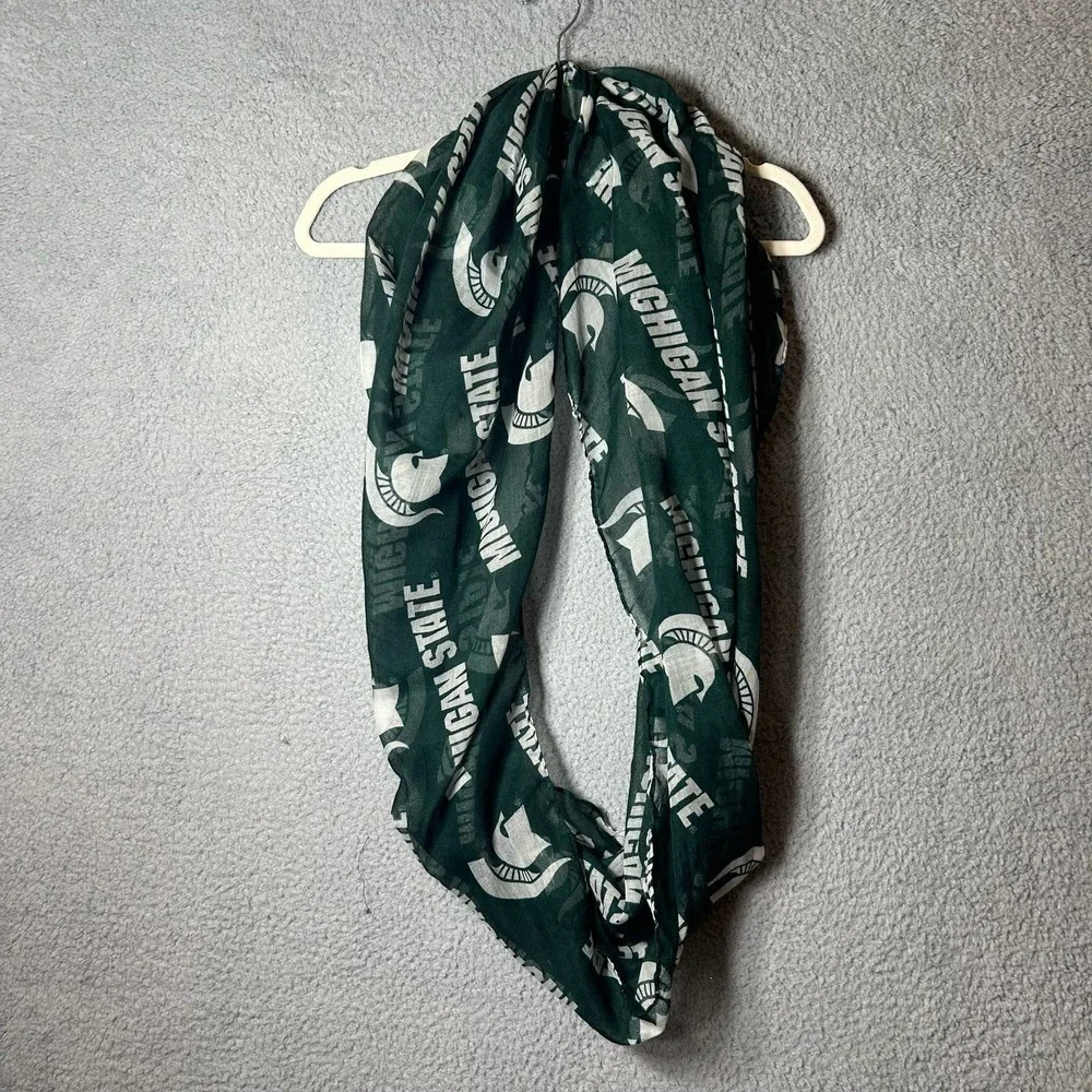 Michigan State Spartans Infinity Scarf‎ Womens OS Green White Logo 34